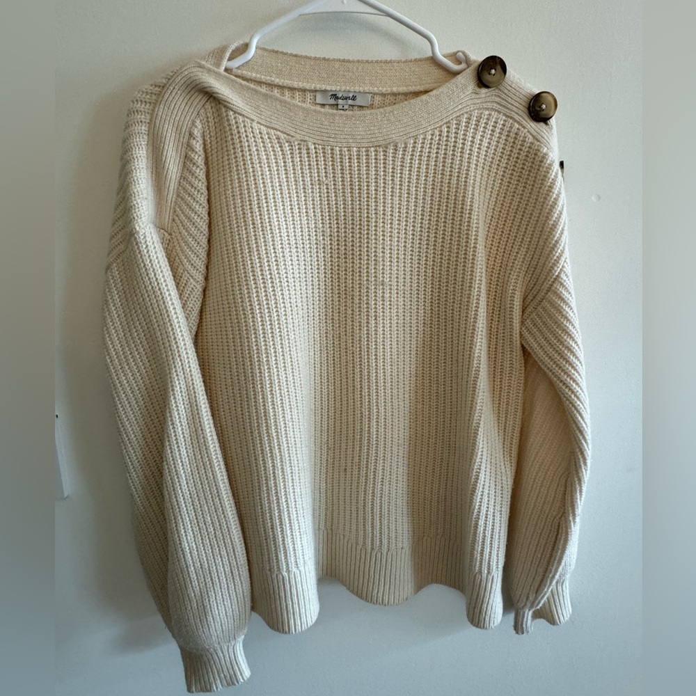 Madewell cream sweater with buttons